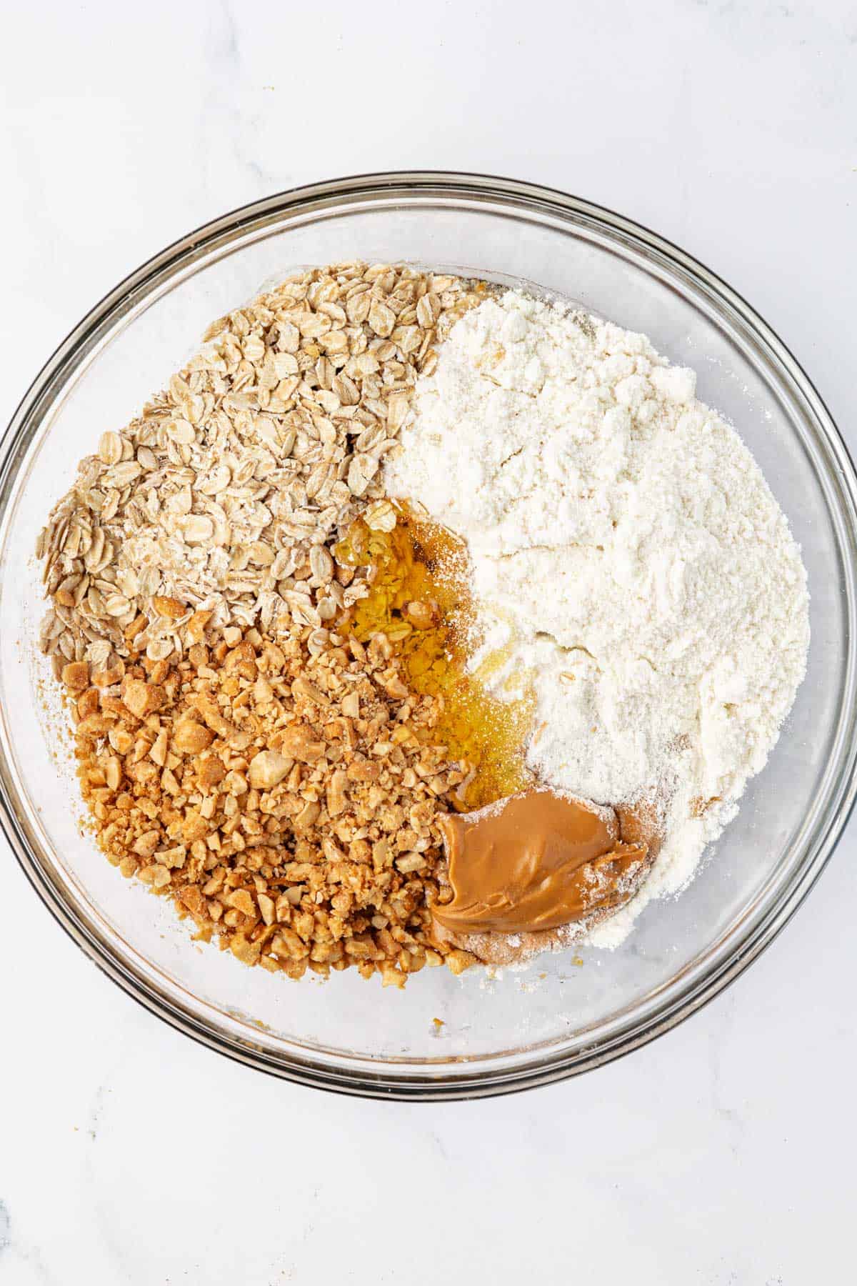 energy bite ingredients in a mixing bowl