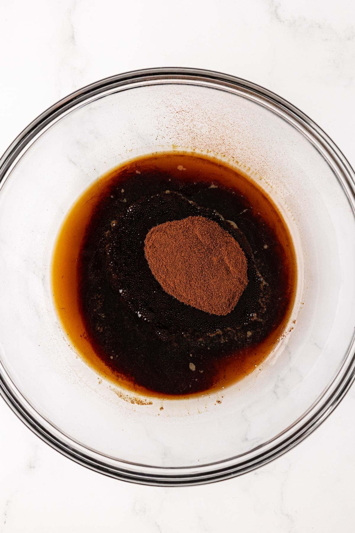 maple syrup and espresso powder in a bowl