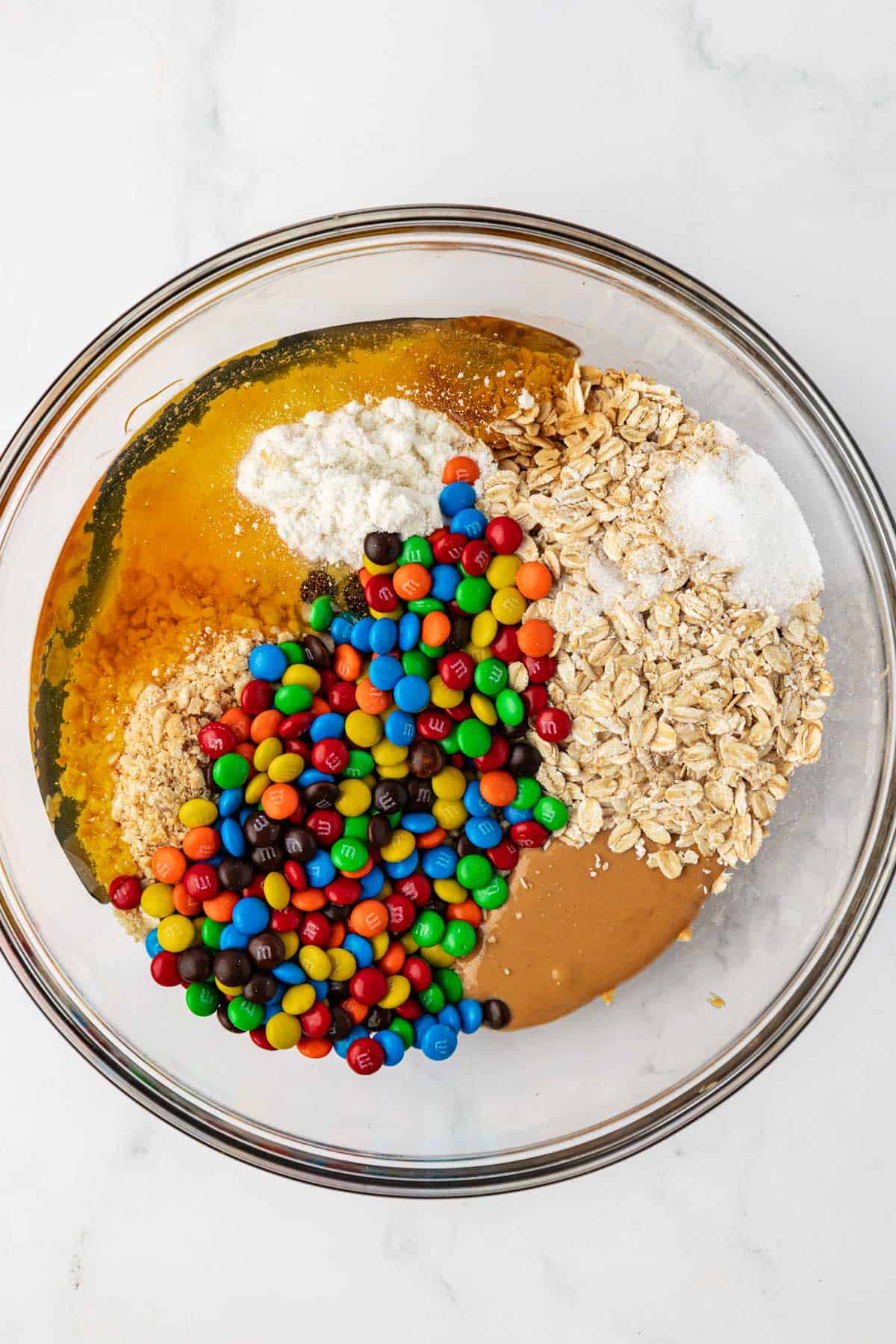 energy ball ingredients in a mixing bowl