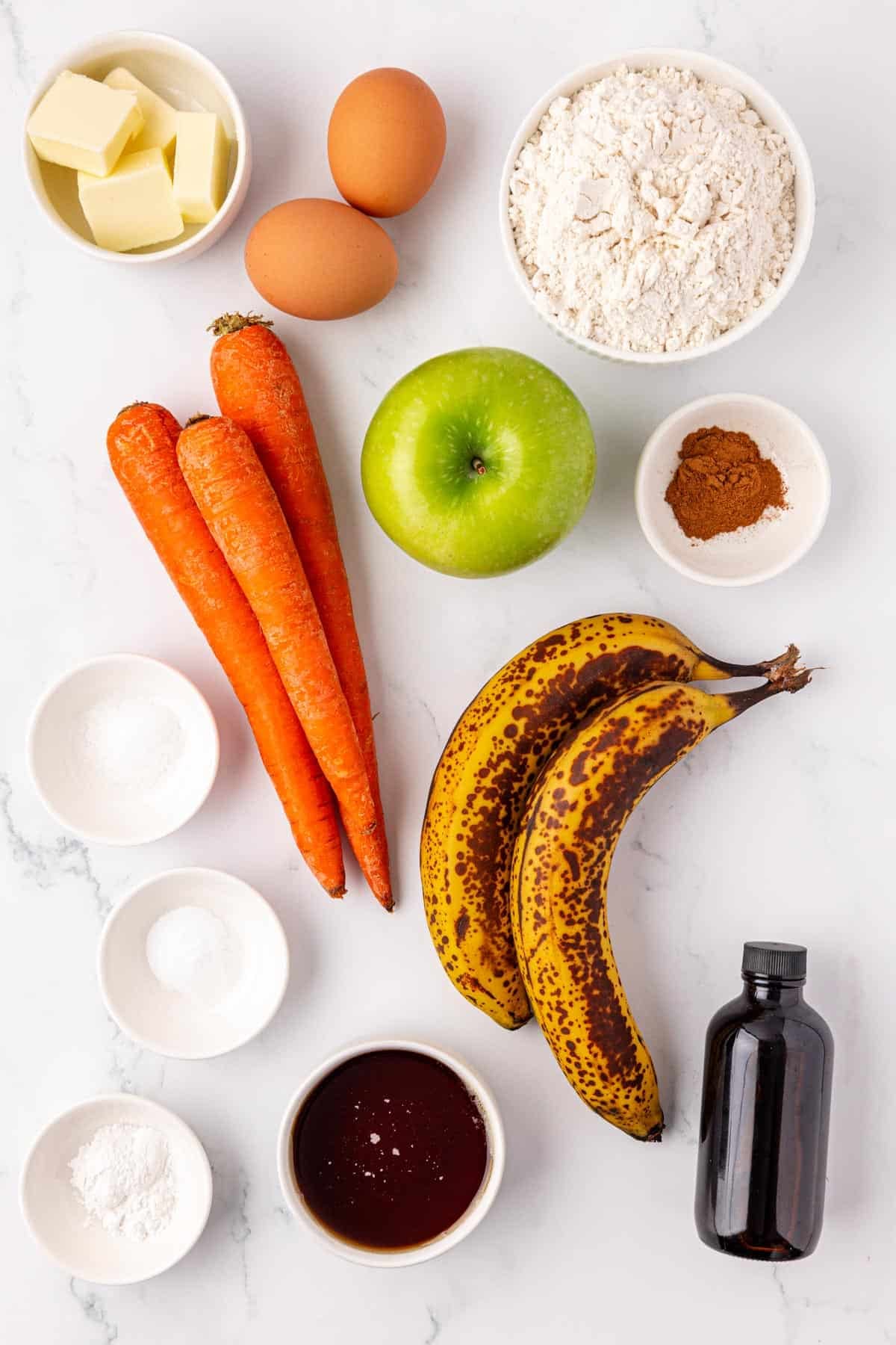 ingredients to make ABC mini muffins