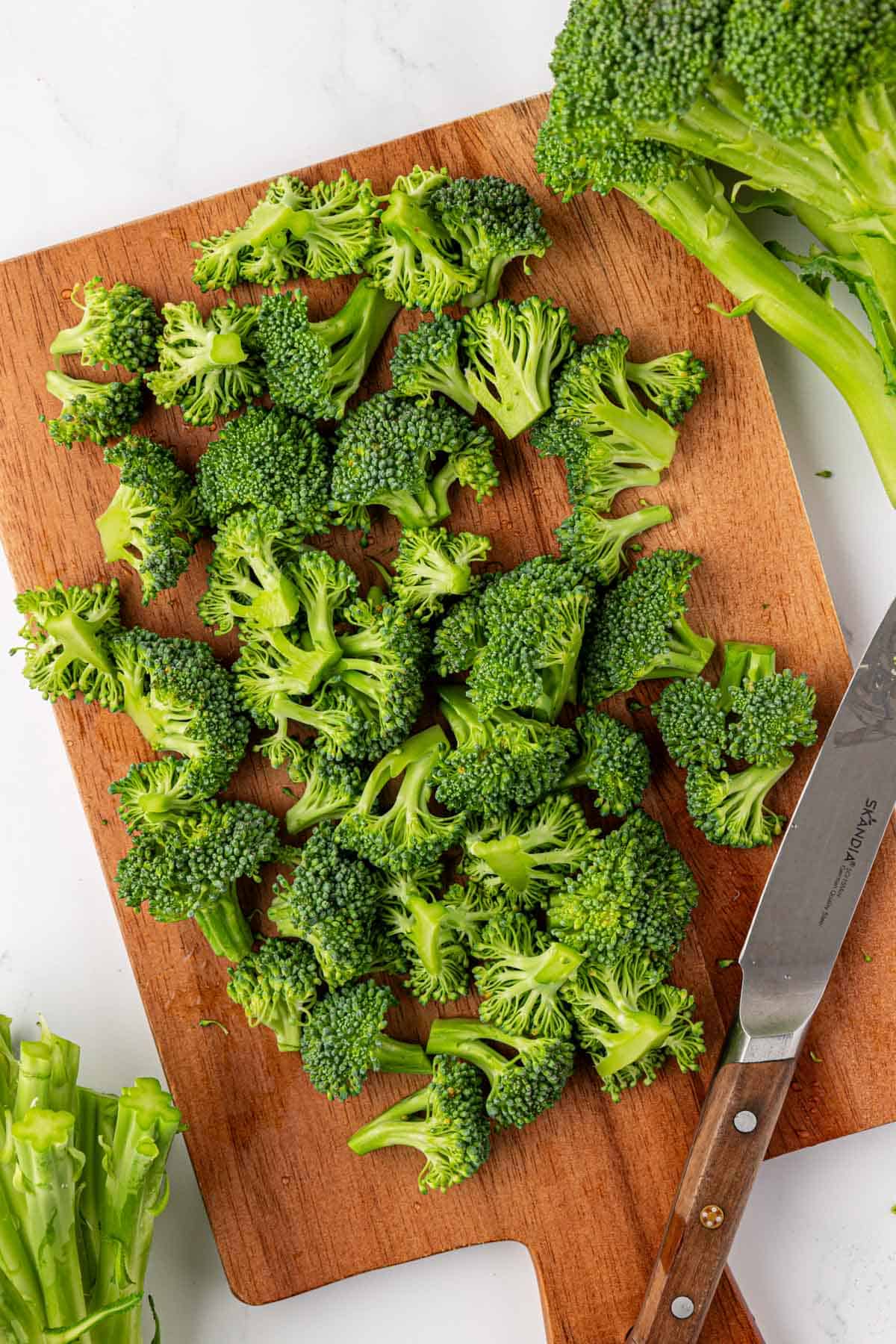 cut up broccoli florets