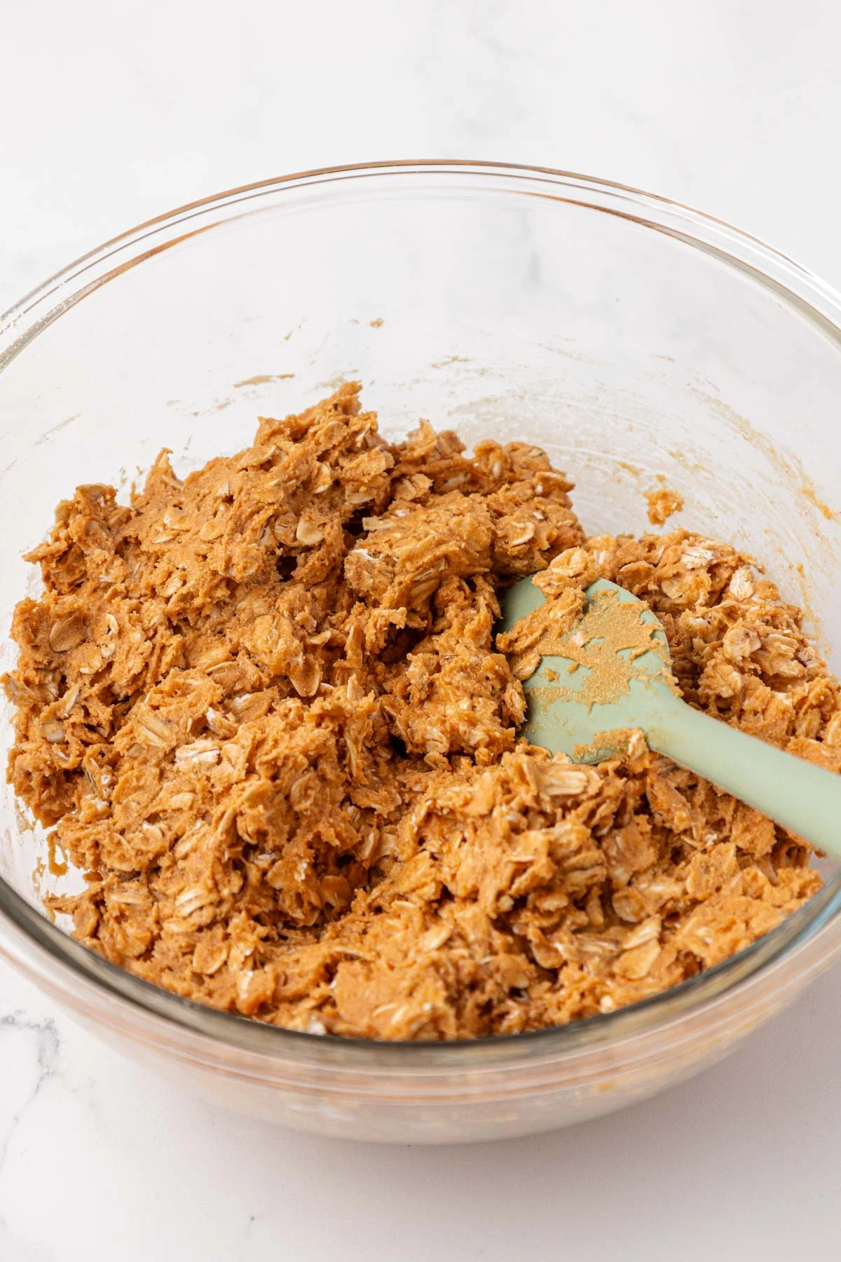 stirring the batter together