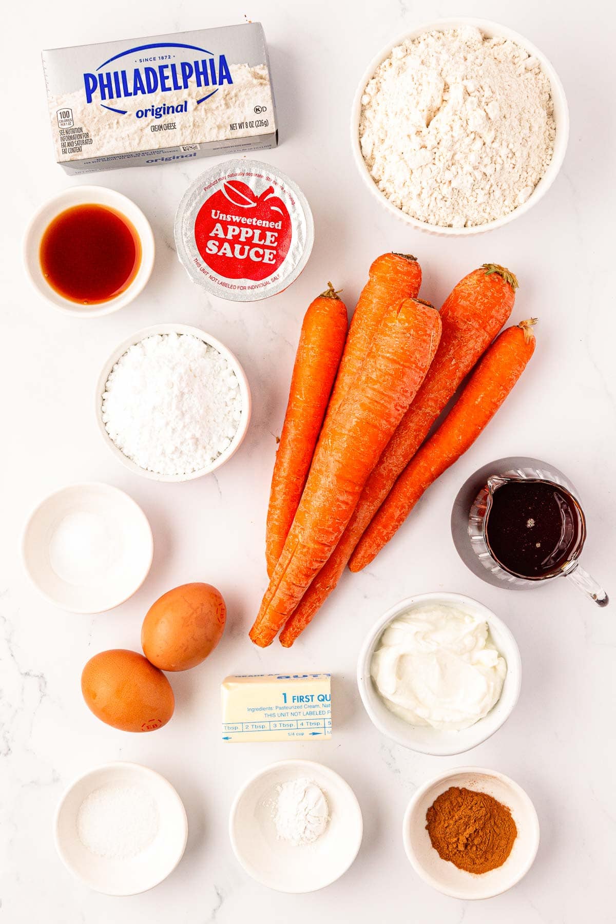 ingredients to make carrot cake bars