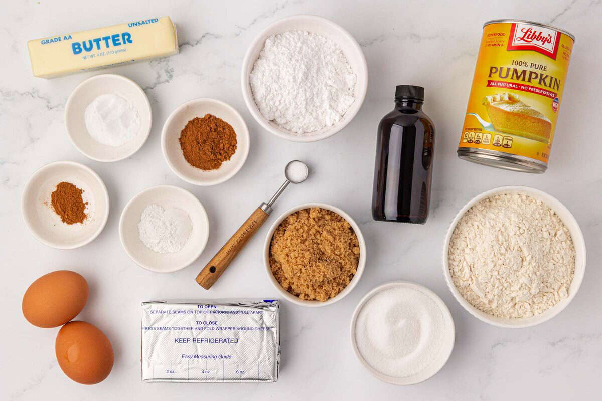 ingredients needed to make pumpkin snack cake