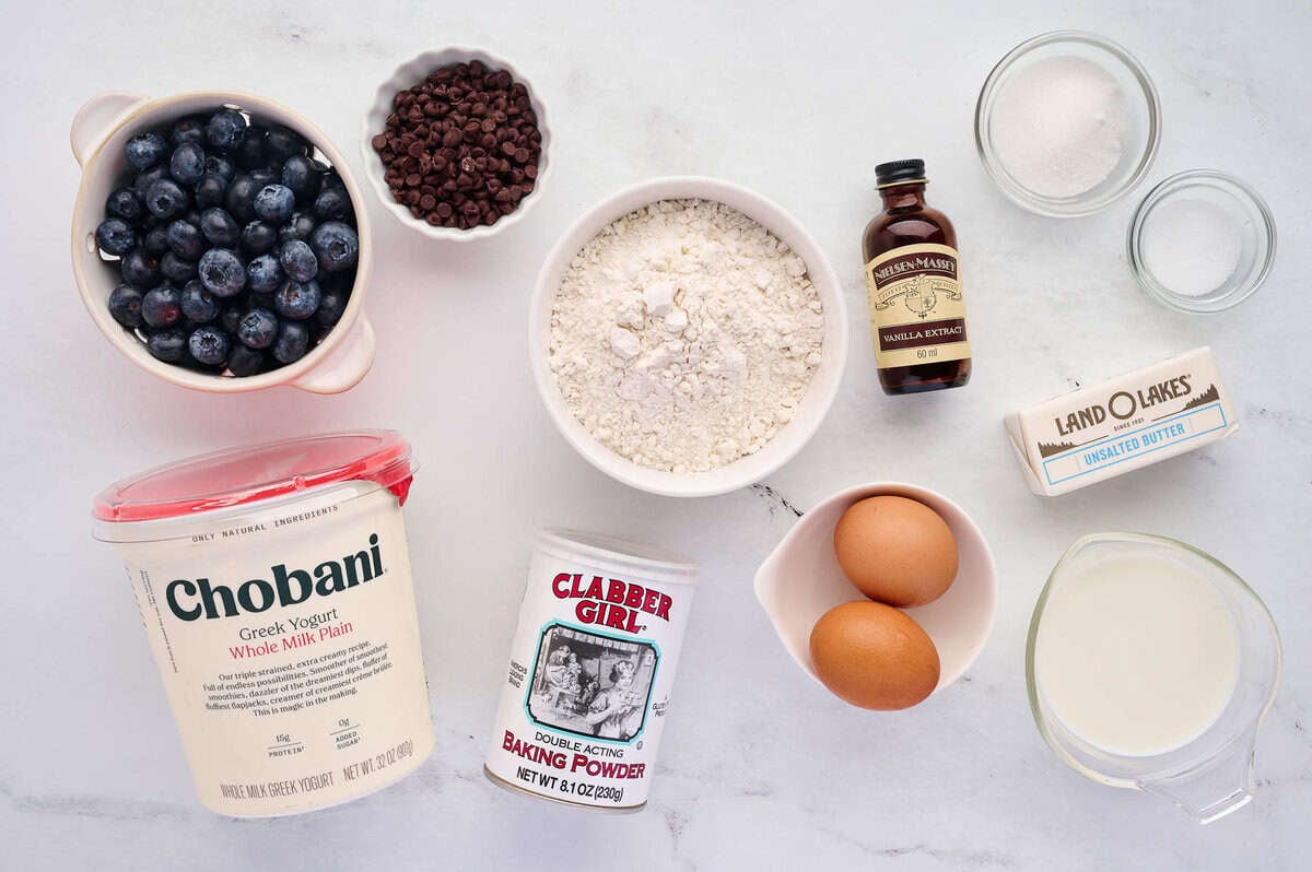 ingredients to make Greek yogurt pancake mini muffins
