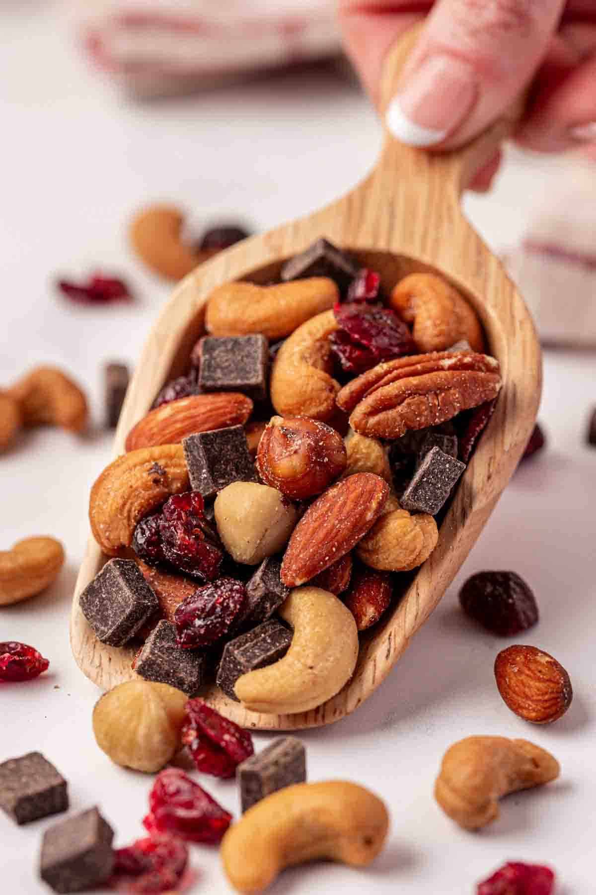 a scoop of homemade trail mix