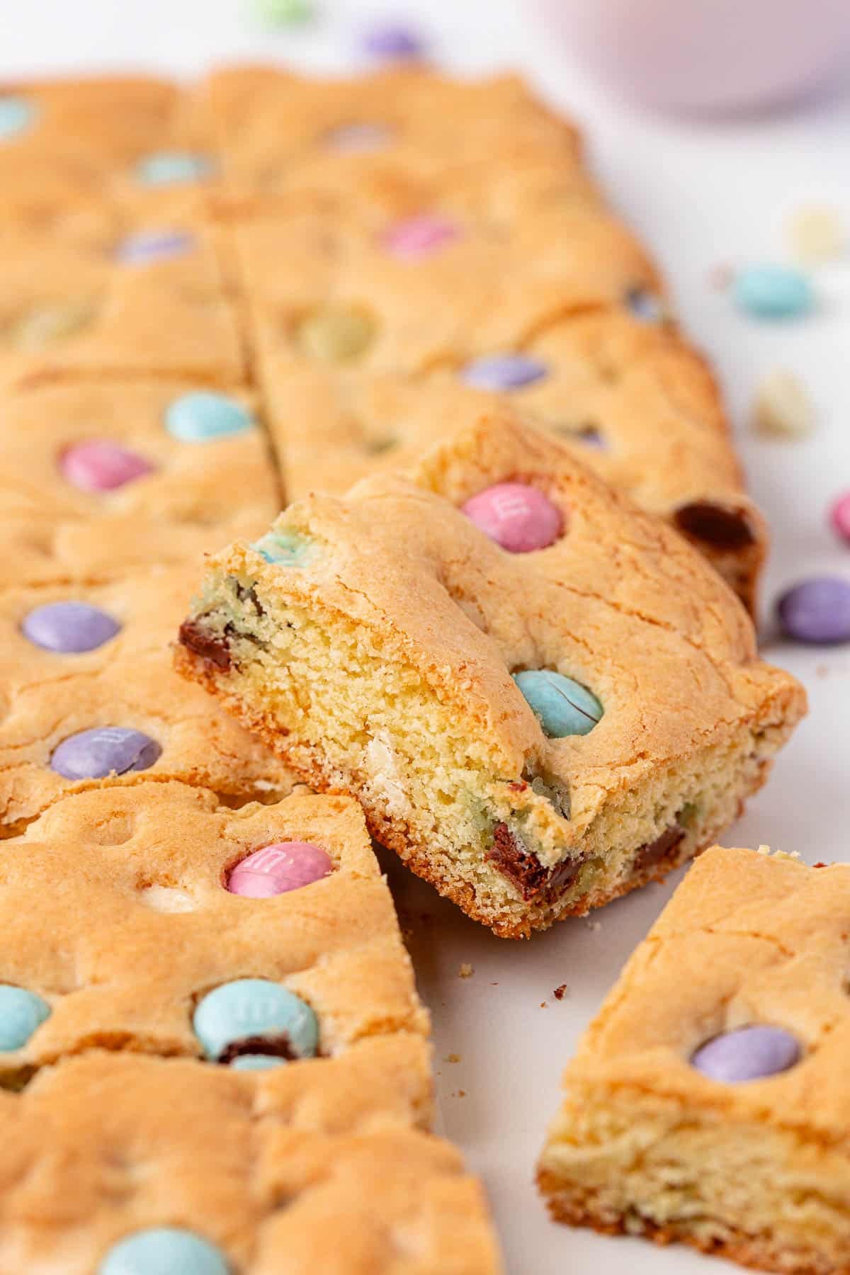 Easter cookie bars with m&m's