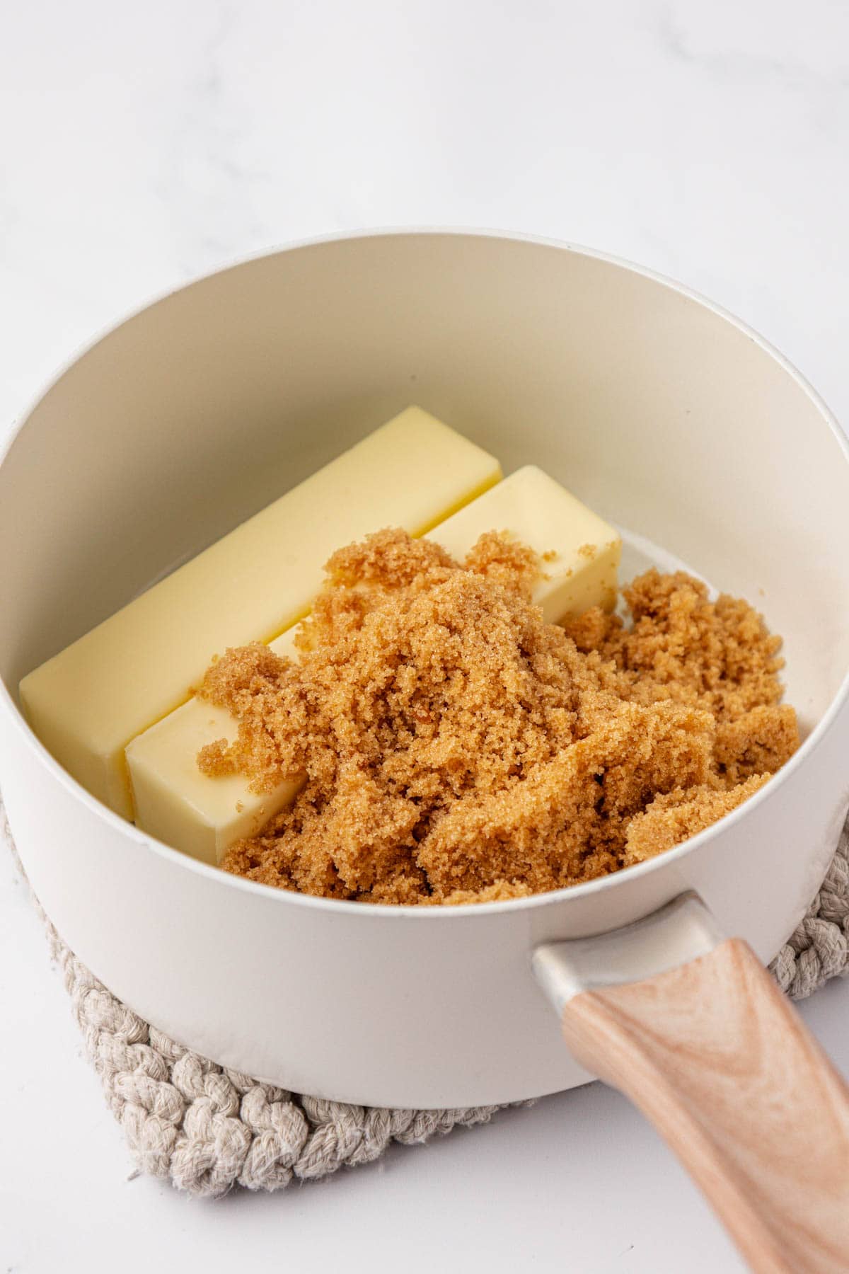 butter and brown sugar in a sauce pan