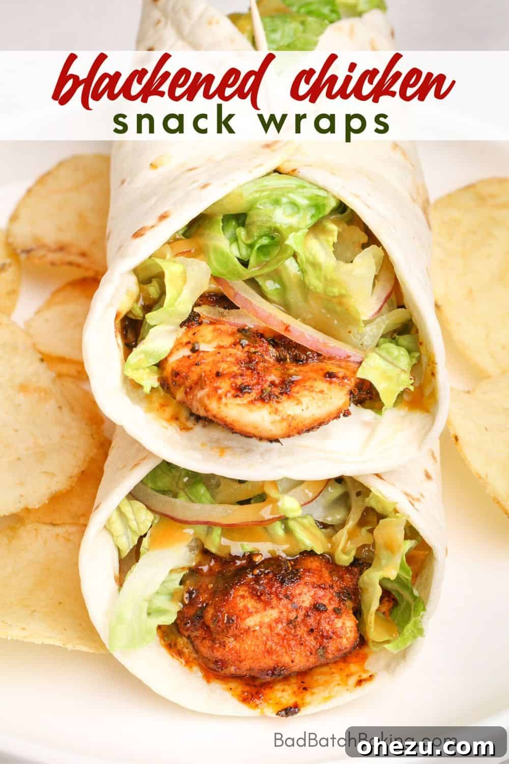 Cajun Chicken Wraps 10 A perfectly rolled blackened chicken snack wrap, showing its delicious filling