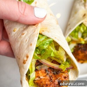 Cajun Chicken Wraps 11 Blackened chicken snack wraps on a plate