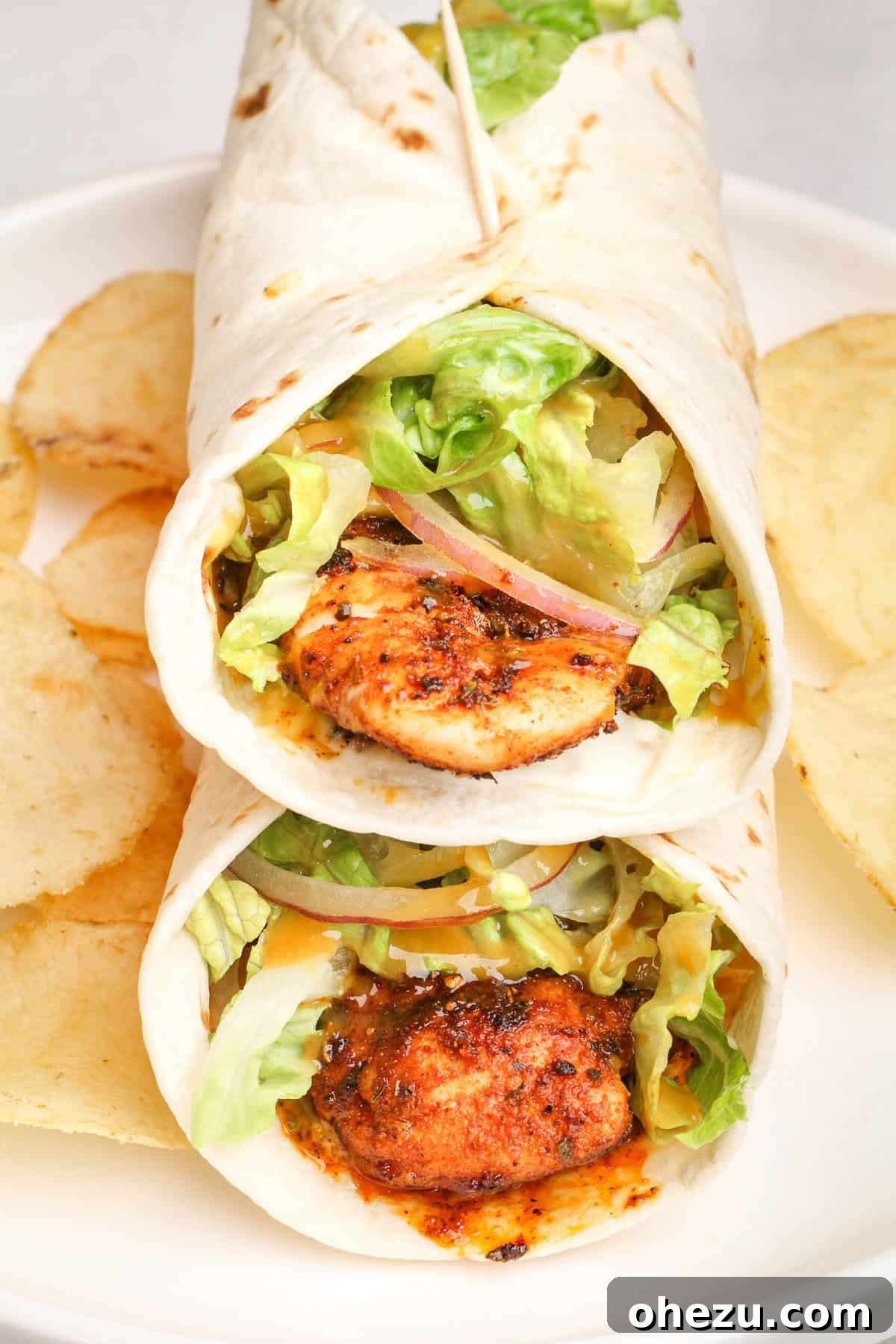 Cajun Chicken Wraps 4 Ingredients for chicken snack wraps laid out on a kitchen counter