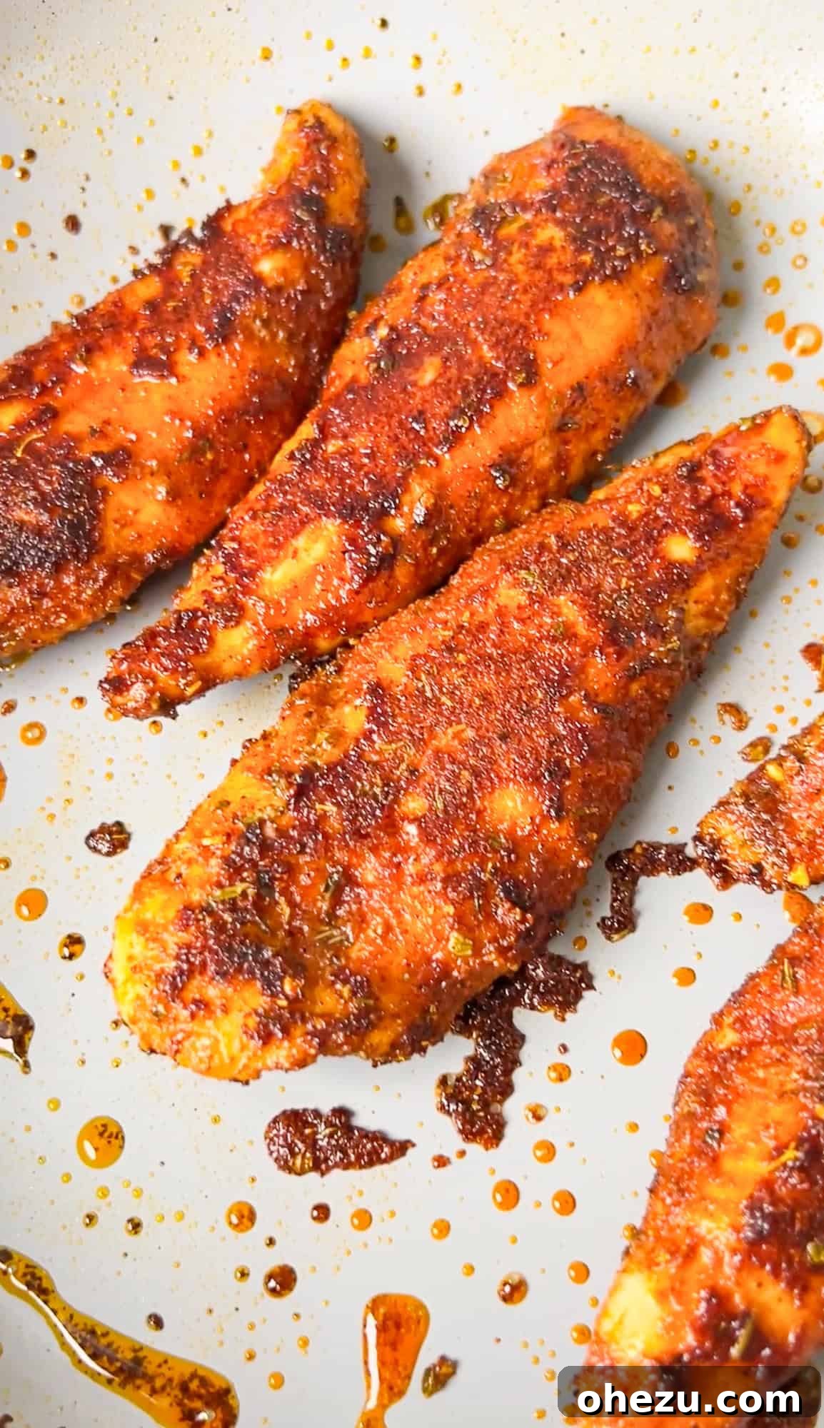 Cajun Chicken Wraps 7 Pan-grilling blackened chicken tenders in a hot skillet
