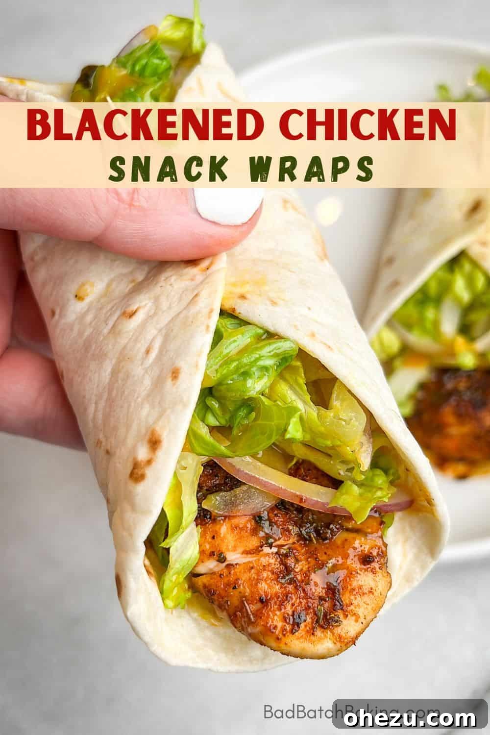Cajun Chicken Wraps 9 Freshly made blackened chicken snack wraps ready to be served