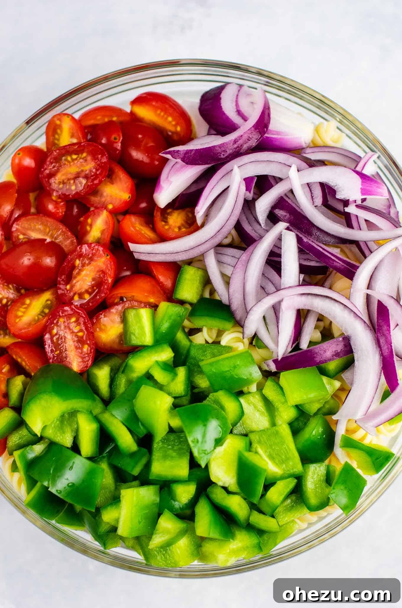 Vegan cold pasta salad recipe – this was AMAZING! So much flavor and really easy to make. #vegan #pastasalad #vegetarian #sidedish #summer #meatless #dairyfree #healthyrecipe #veganpastasalad