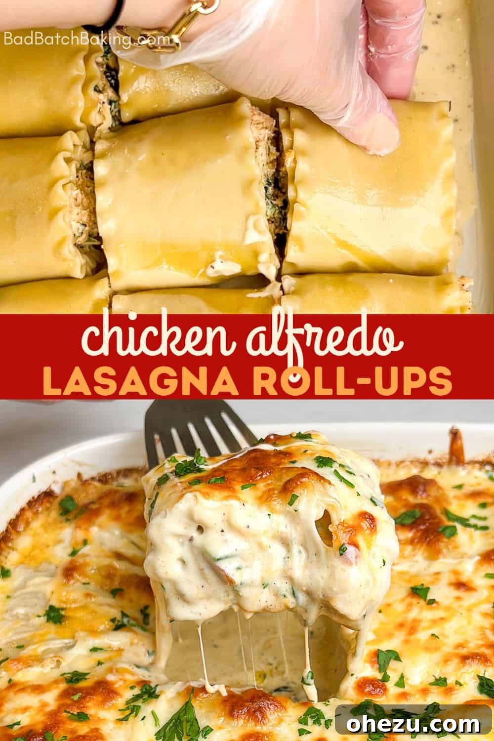 Creamy Blackened Chicken Lasagna Pinwheels 13 Close up of Chicken Alfredo Lasagna Roll Up