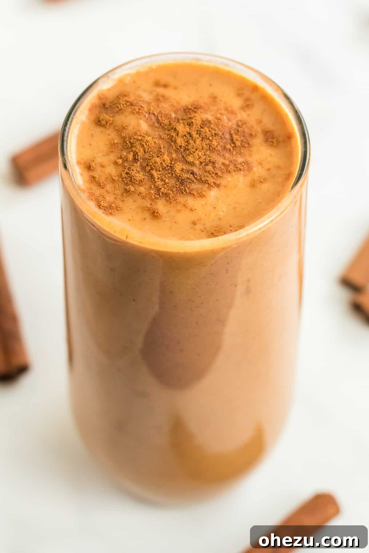 Wholesome Sweet Potato Bliss 12 sweet potato smoothie topped with cinnamon