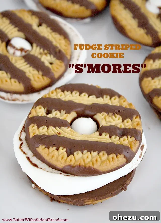 Fudge Striped Cookie S'mores, easy dessert idea for campfires or indoors