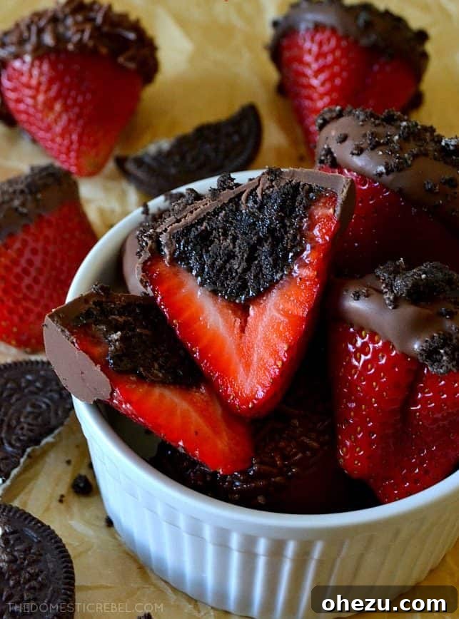 Oreo Truffle Stuffed Strawberries, easy 4-ingredient dessert for parties