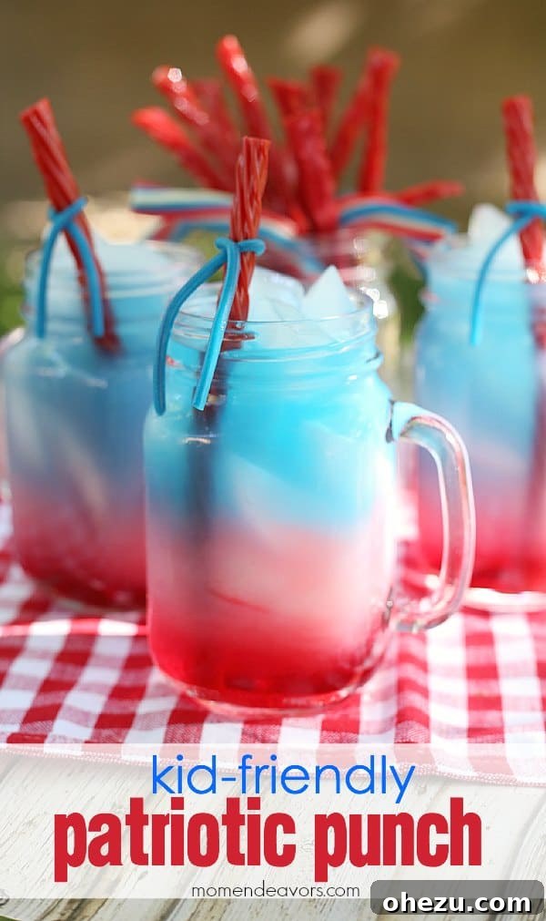 Patriotic Kid-Friendly Punch with red, white, and blue layers