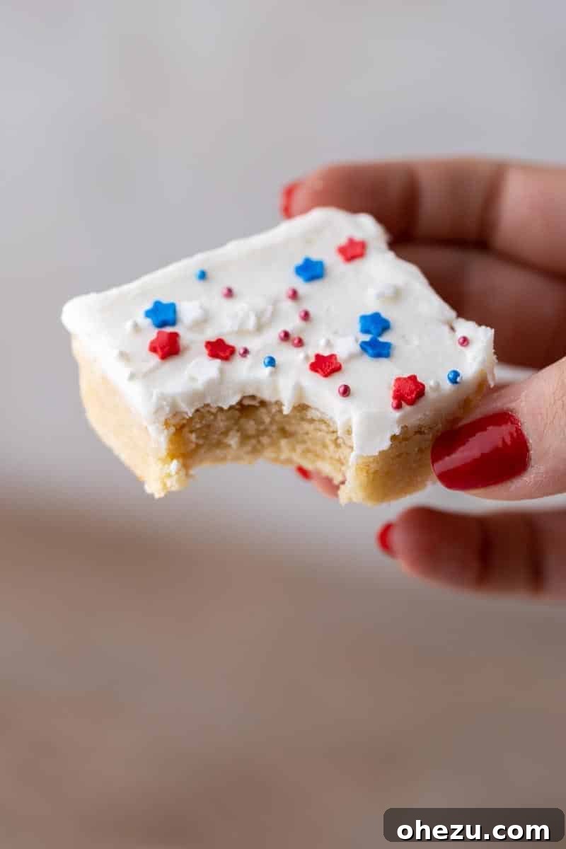 Red, White, and Blue Sugar Cookie Bars, perfect for patriotic holidays