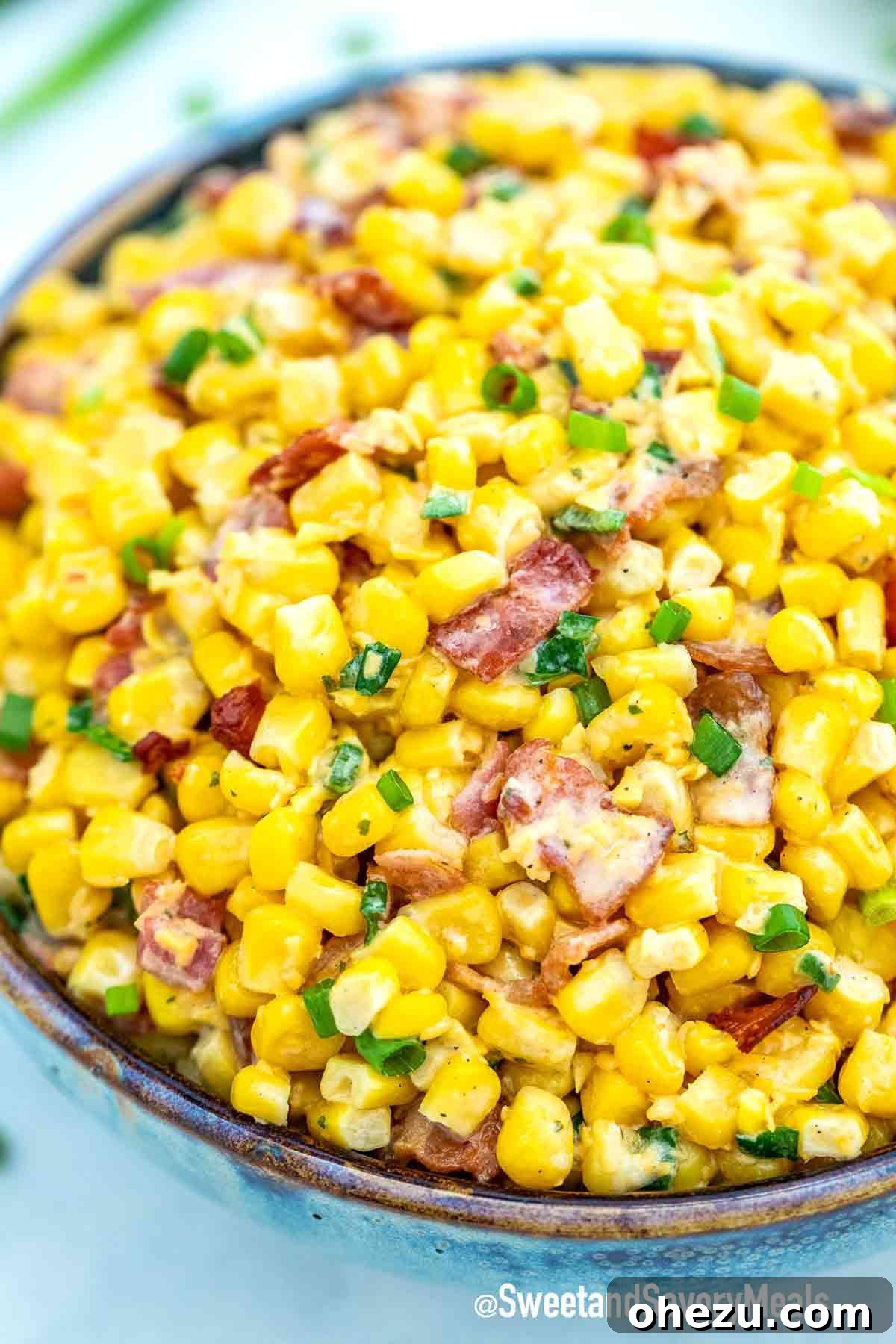 Crack Corn Salad with bacon, Ranch dressing, and cheddar cheese