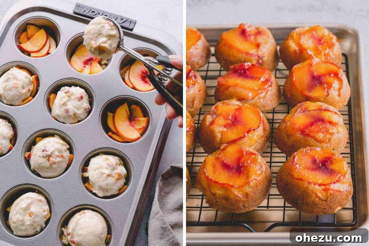 Delicious Peach Upside Down Mini Cakes, perfect for summer dessert