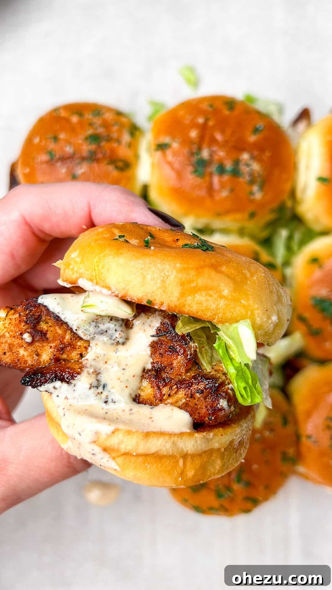 Alabama White Blackened Chicken Sliders, savory and unique party food