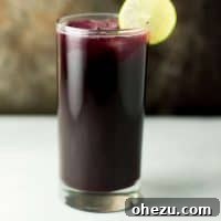 Delicious homemade sparkling grape soda ready to drink