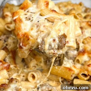 Hearty Creamy Sausage Alfredo Bake 10 sausage alfredo bake finished
