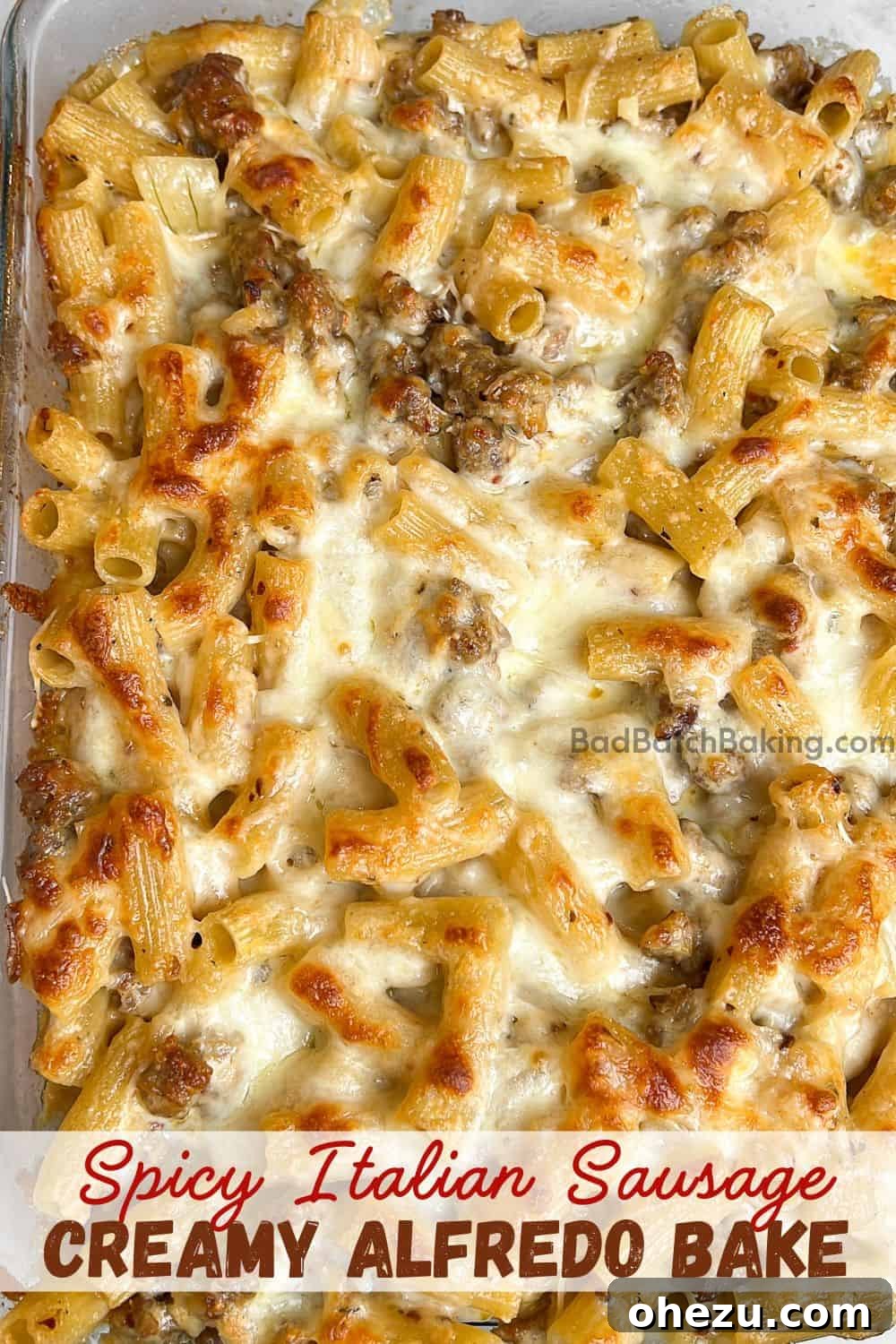 Hearty Creamy Sausage Alfredo Bake 12 creamy baked sausage alfredo from above