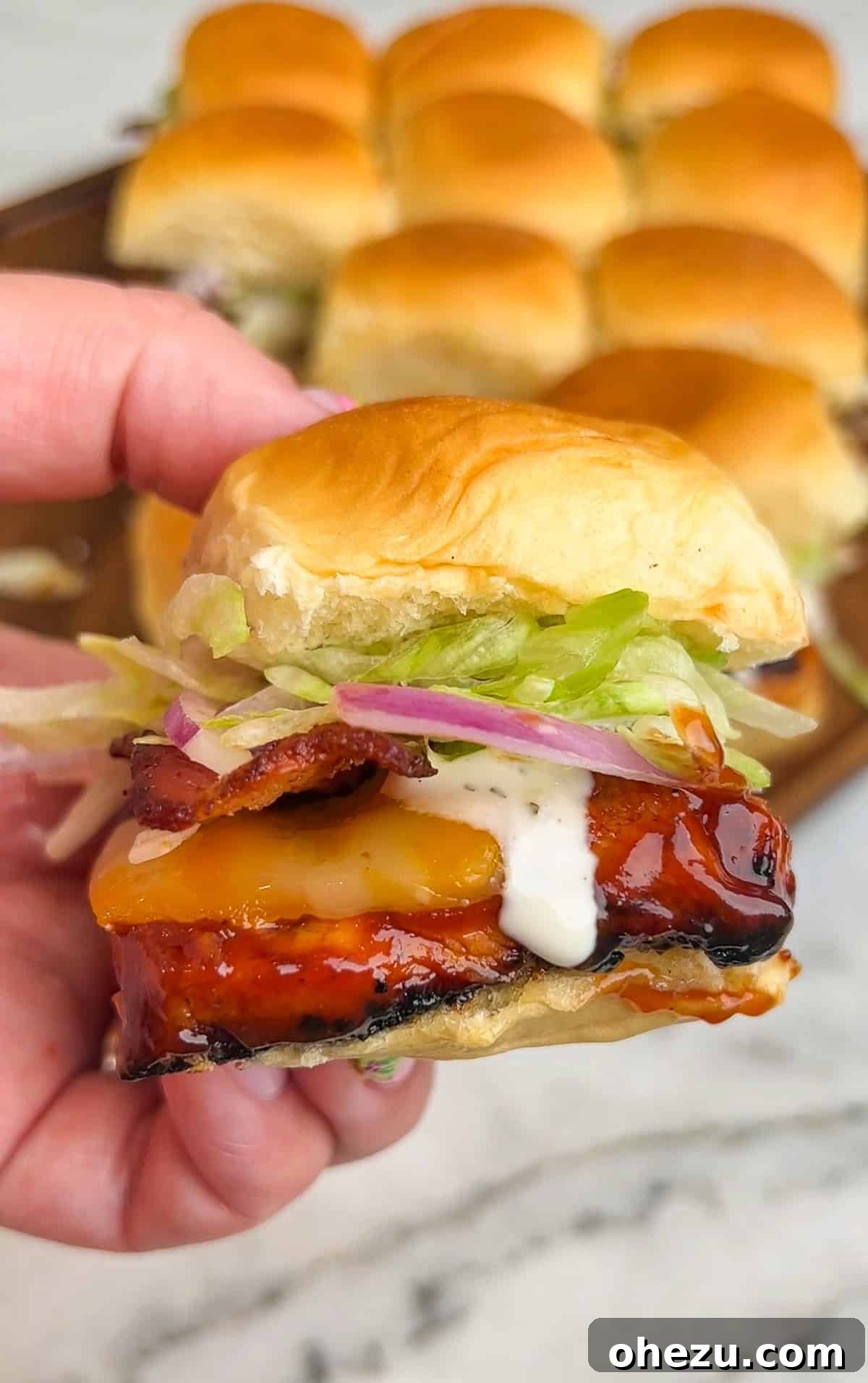 Delicious BBQ Chicken Sliders with fresh ingredients and vibrant colors