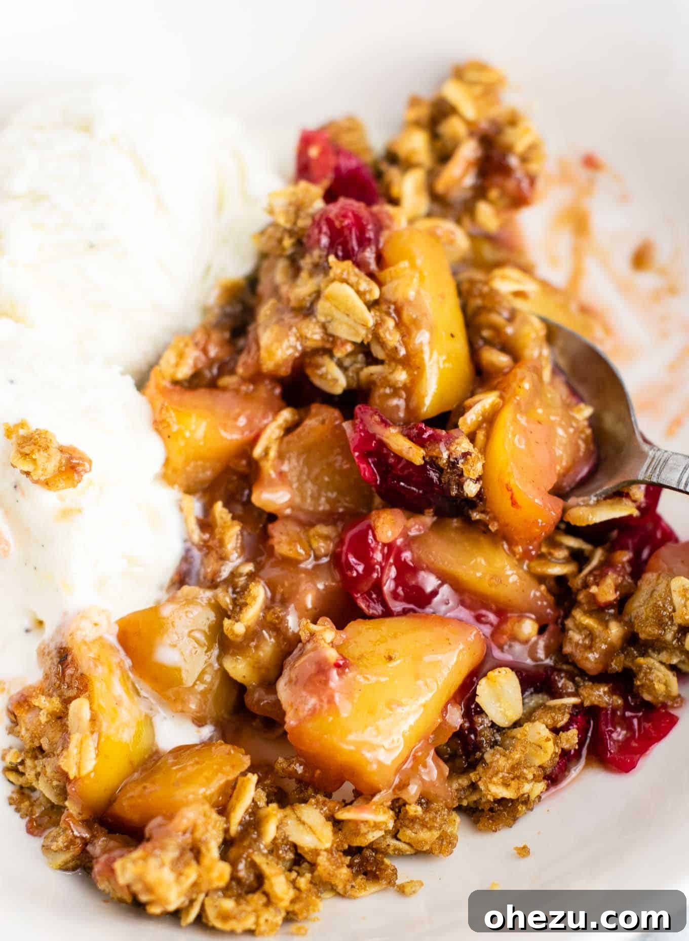 Sweet-Tart Cranberry Apple Crumble 4 Bowl containing fresh cranberries and diced apple chunks, ready for the crisp filling mixture.