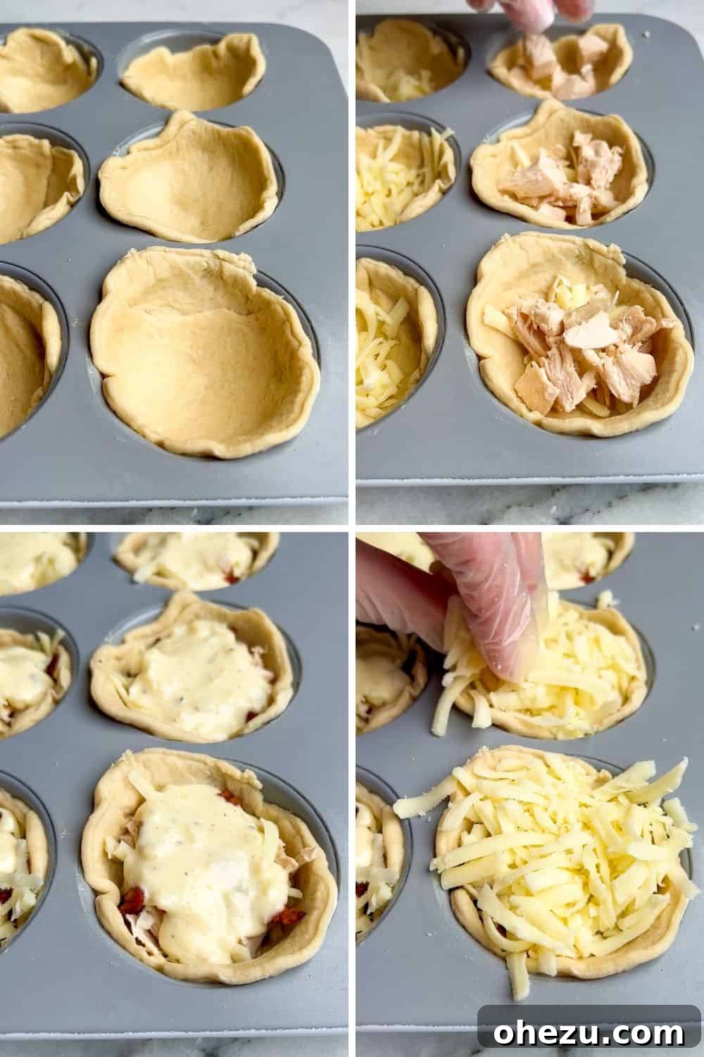 Little Caesars Chicken Alfredo Crazy Puffs 5 Step-by-step assembly of Little Caesars Crazy Puffs