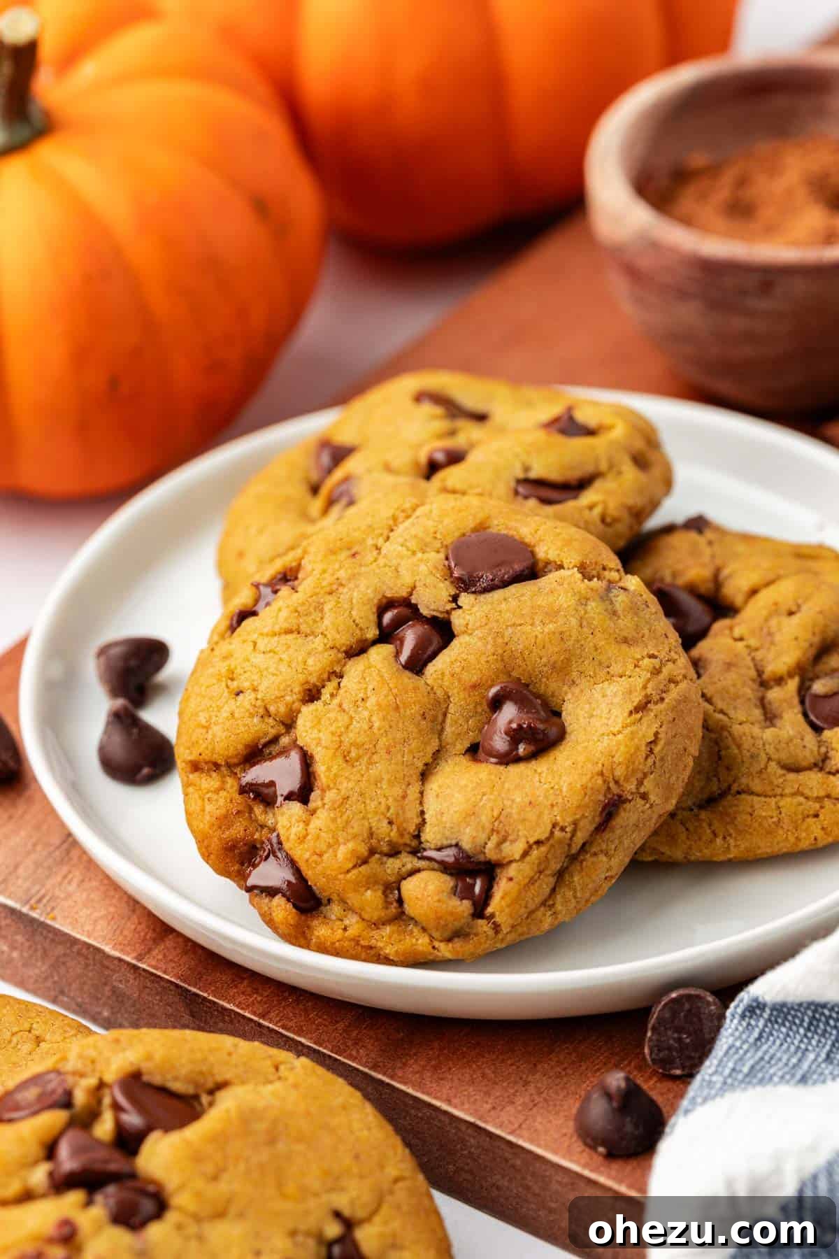 Delicious vegan pumpkin chocolate chip cookies with a sprinkle of sea salt