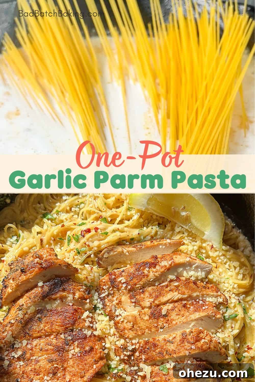 Delicious one-pot garlic parmesan pasta ready to serve