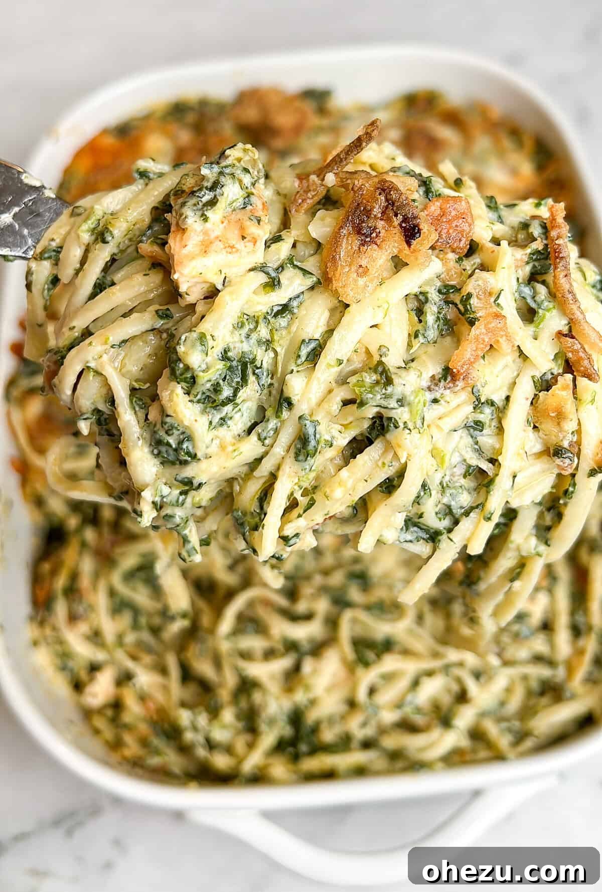 Mixing the creamy sauce ingredients for Monterey Chicken Spaghetti