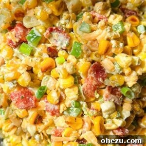 Crack Corn Salad recipe card image showing the finished salad