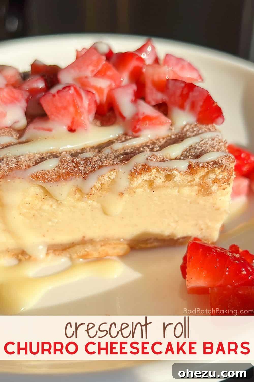 Sliced Churro Cheesecake Bars Ready to Serve