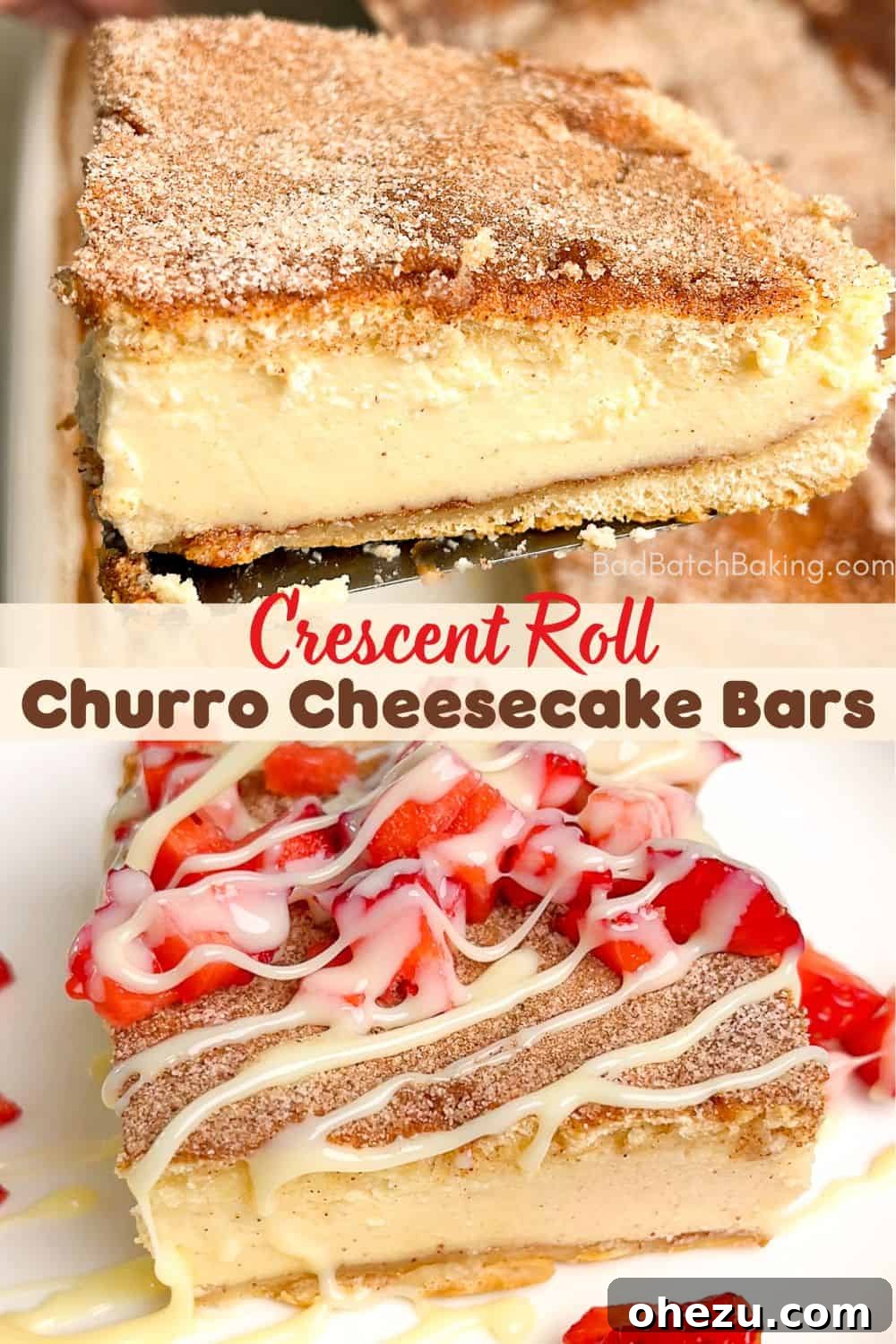 Top View of Churro Cheesecake Bars