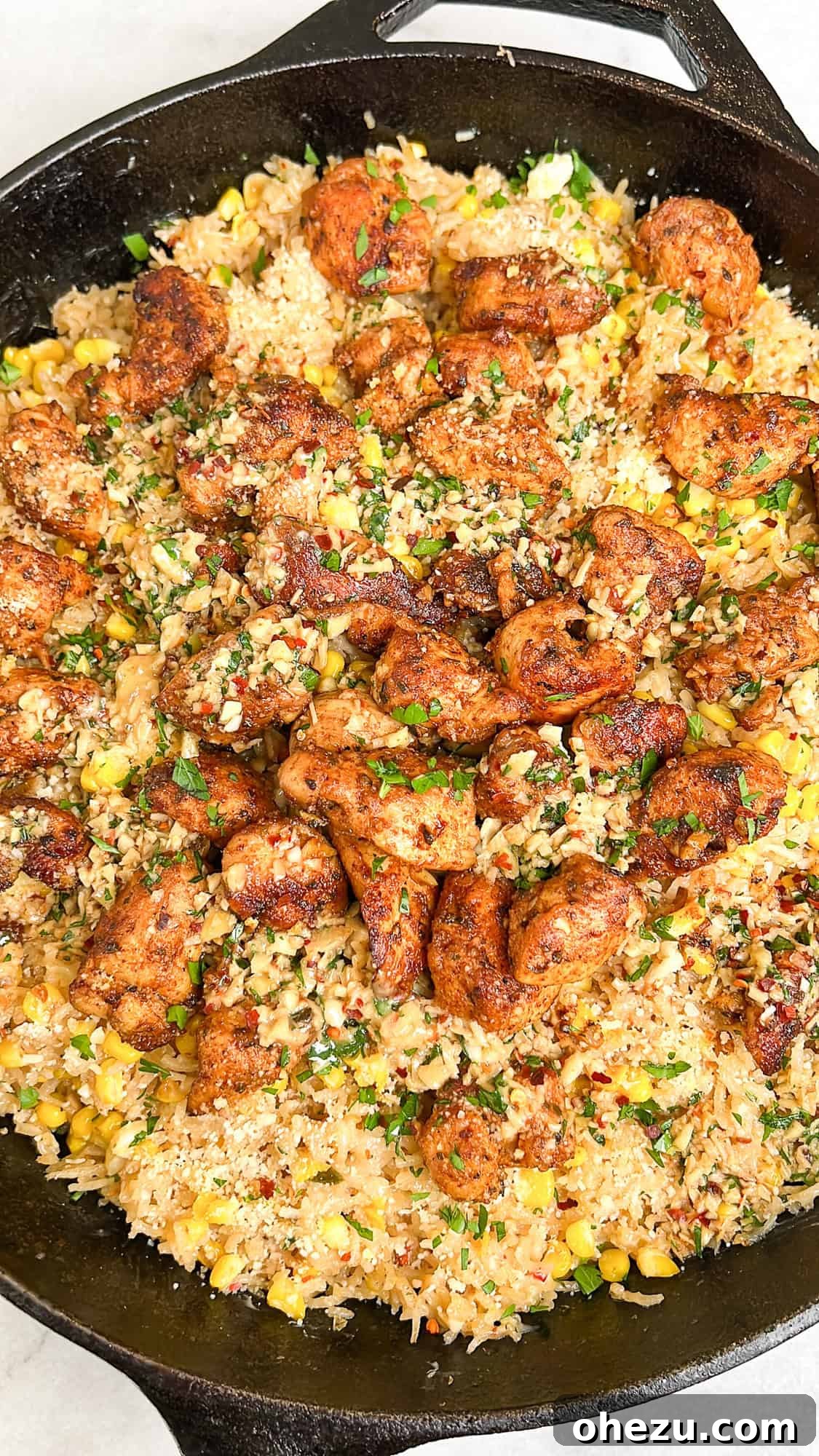 One-Pan Garlic Parmesan Chicken and Rice Skillet with Corn 3 Delicious One-Pot Garlic Parmesan Chicken with Rice and Corn