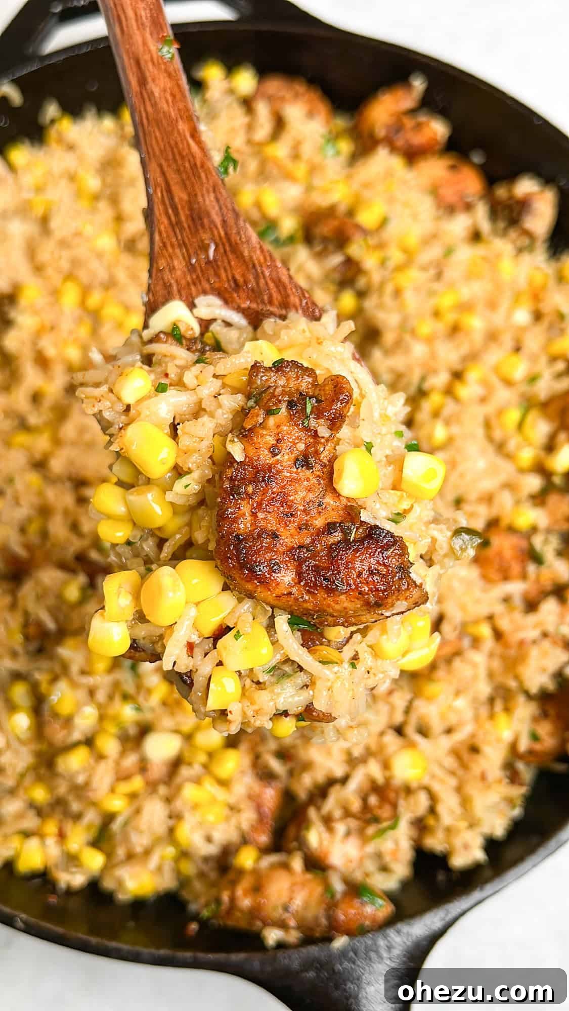 One-Pan Garlic Parmesan Chicken and Rice Skillet with Corn 4 Ingredients for Garlic Parmesan Chicken Rice and Corn