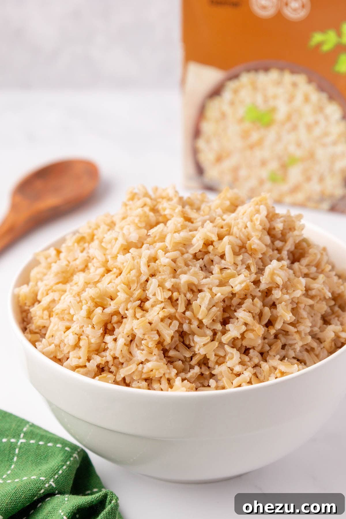 Hearty Vegetable Rice Bake 10 Fluffy cooked brown rice in a separate bowl