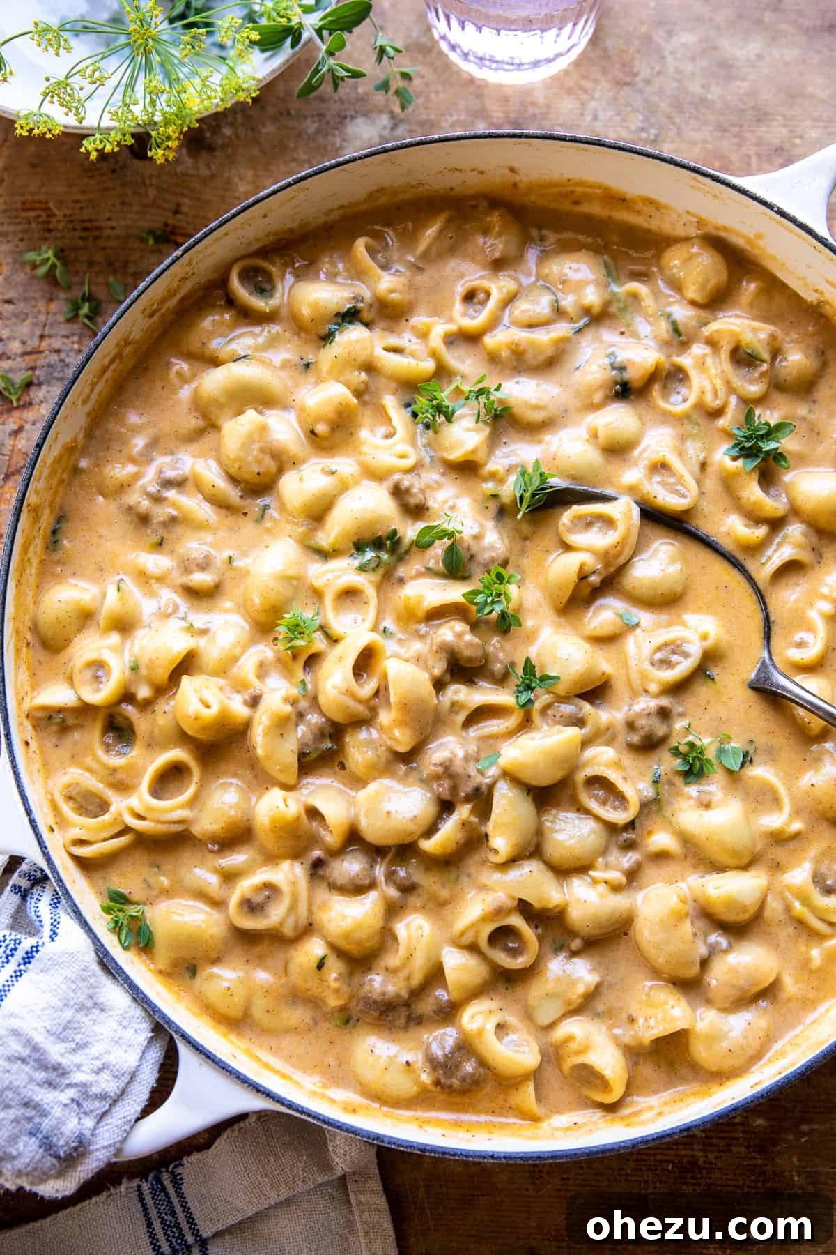 Healthier homemade one-pan hamburger helper