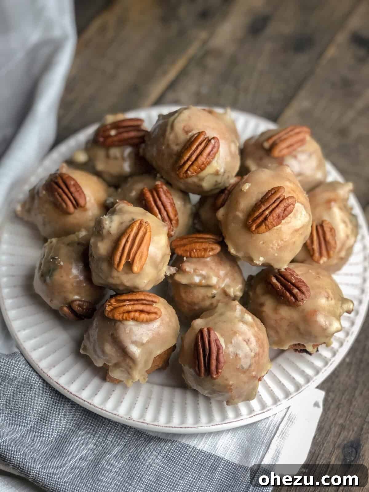 Maple bacon fritter bites with pecans