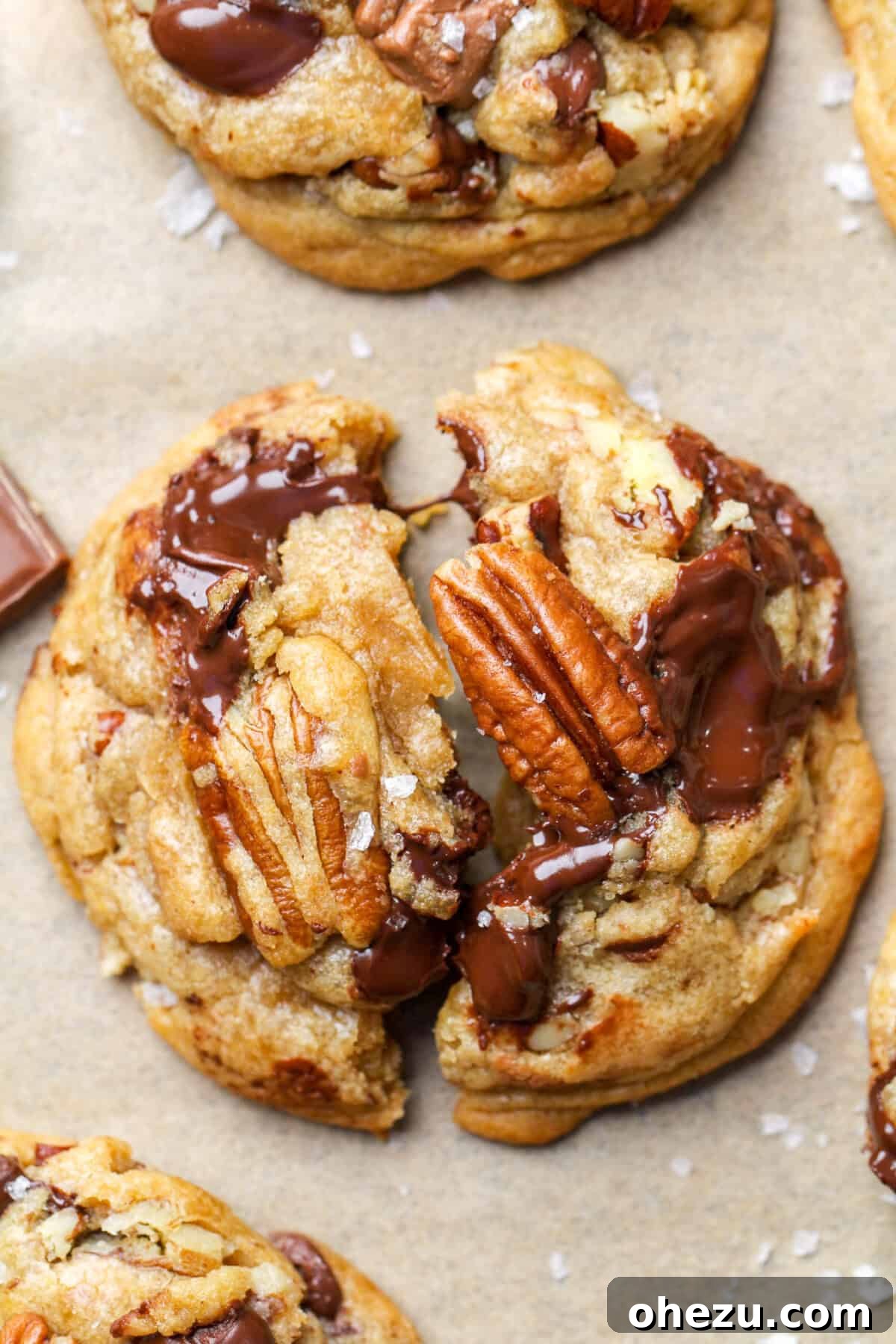 Brown butter pecan cookies with chocolate chips