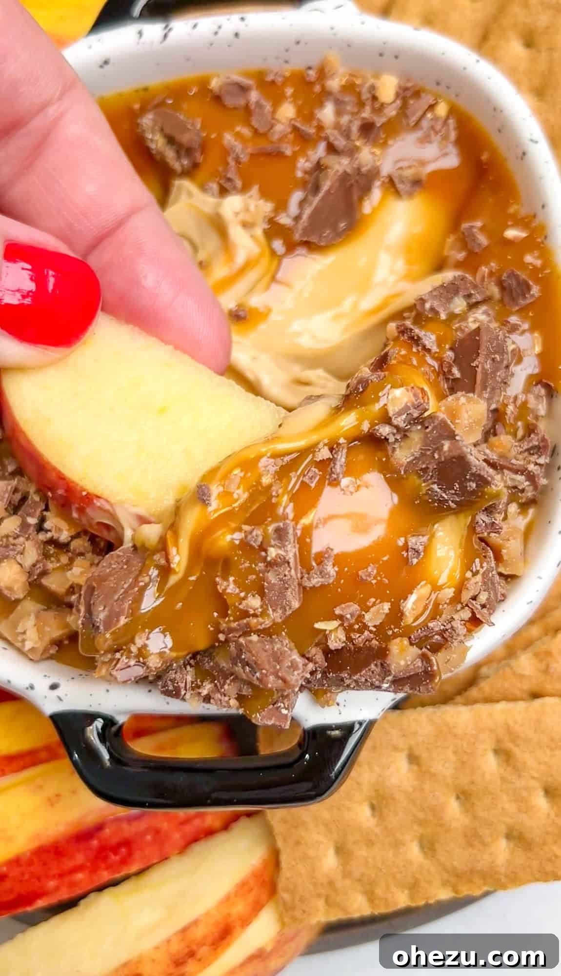 Caramel Apple Dip with toffee chunks