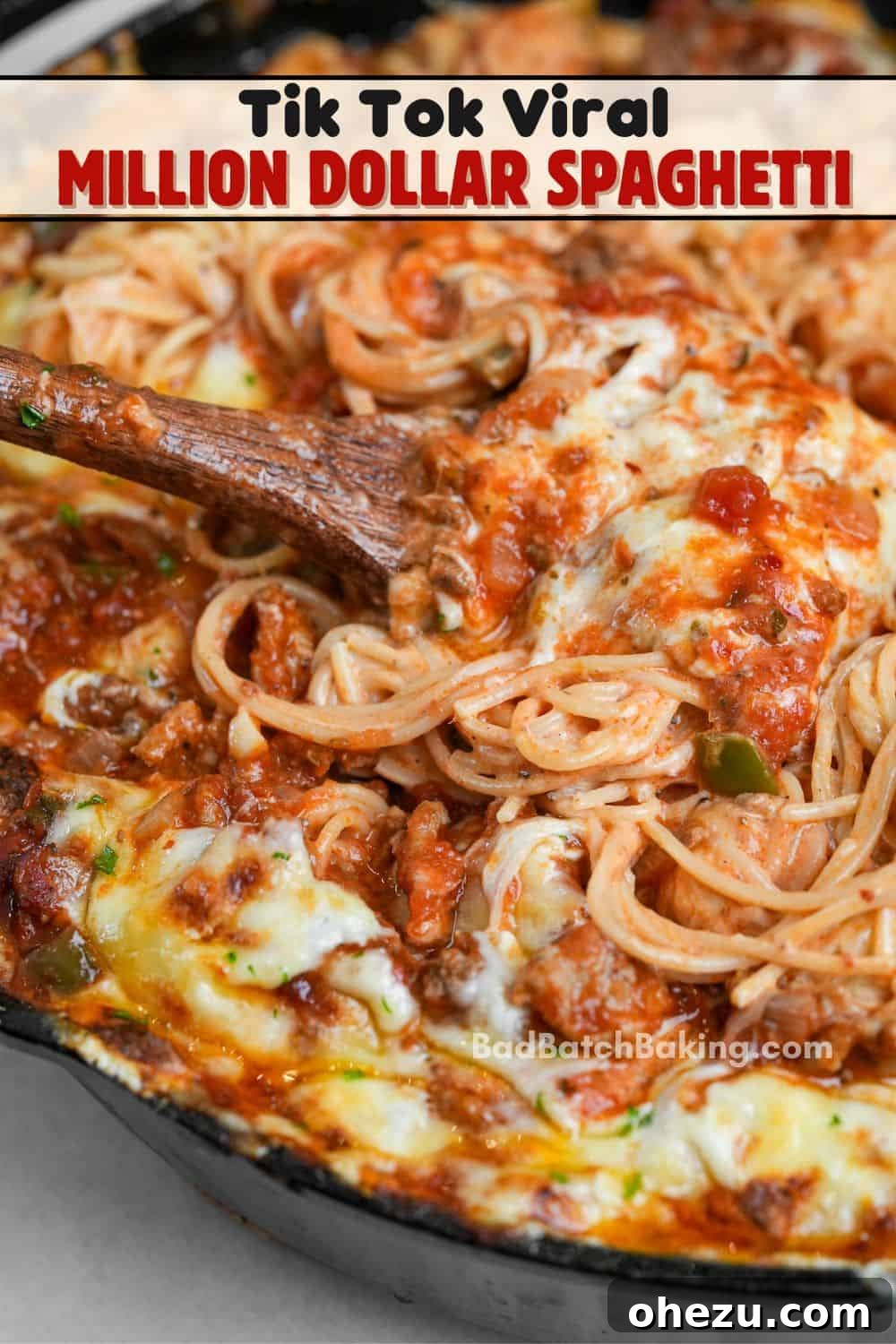 Ingredient shots for Million Dollar Spaghetti including pasta, sauces, cheese, and meats
