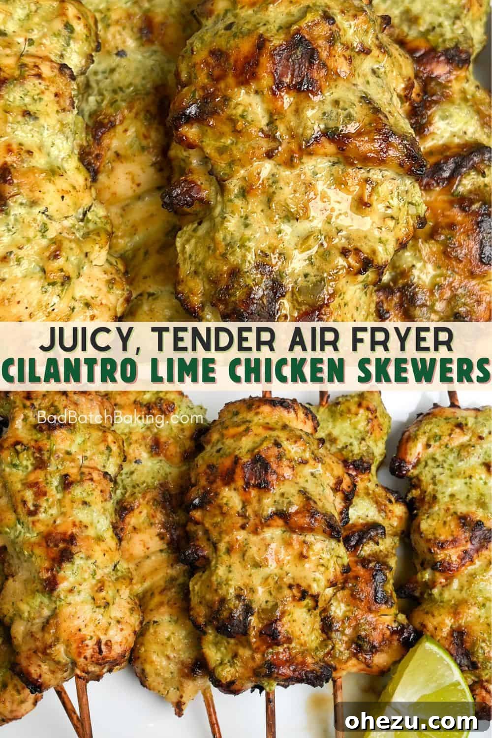 Zesty Cilantro Lime Air Fryer Chicken Skewers 14 An array of cilantro lime air fryer chicken skewers, perfect for a party or family meal.