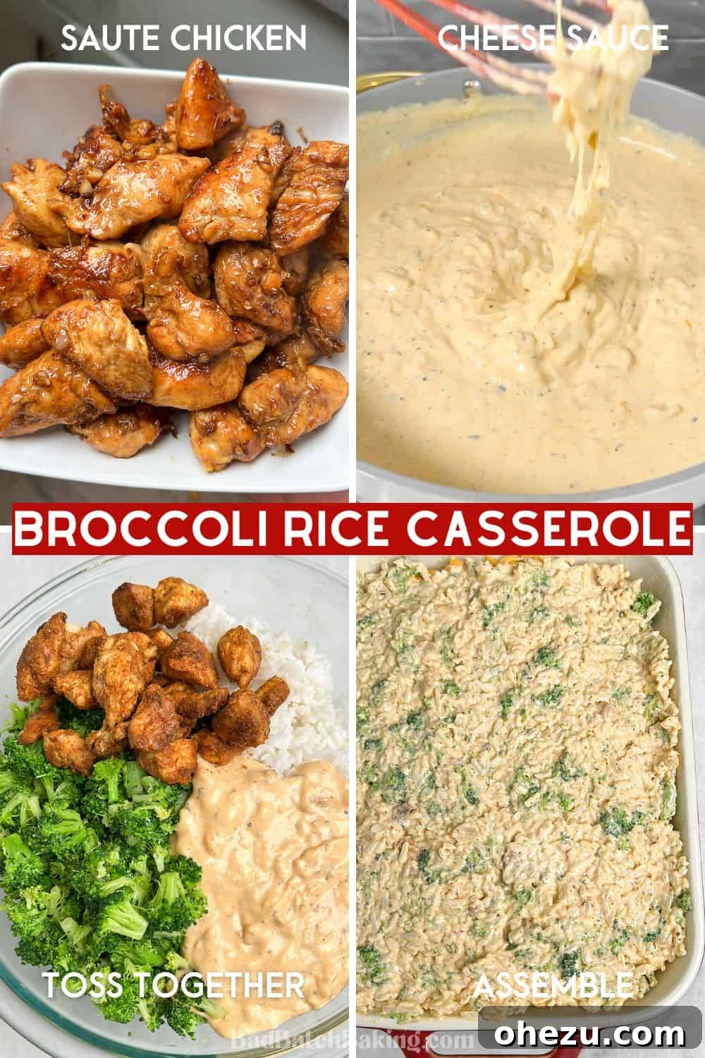 Golden Cheesy Chicken Broccoli Rice Bake 5 Making the cheese sauce for broccoli rice casserole, showing a skillet with creamy sauce