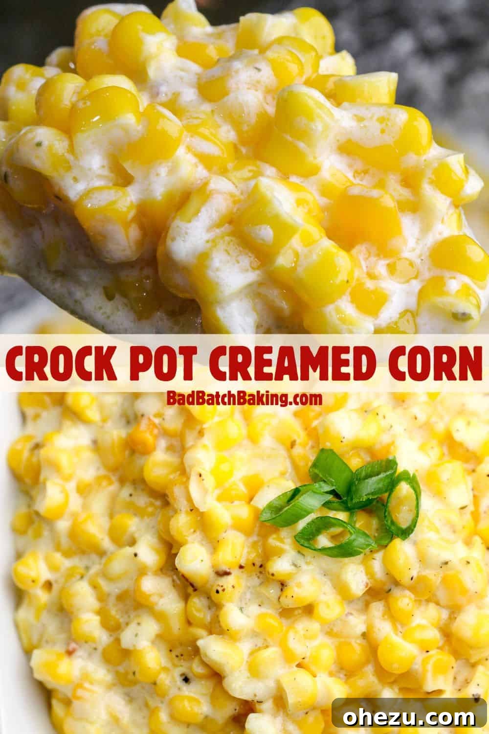 Easy creamed corn in a crock pot, ready to serve